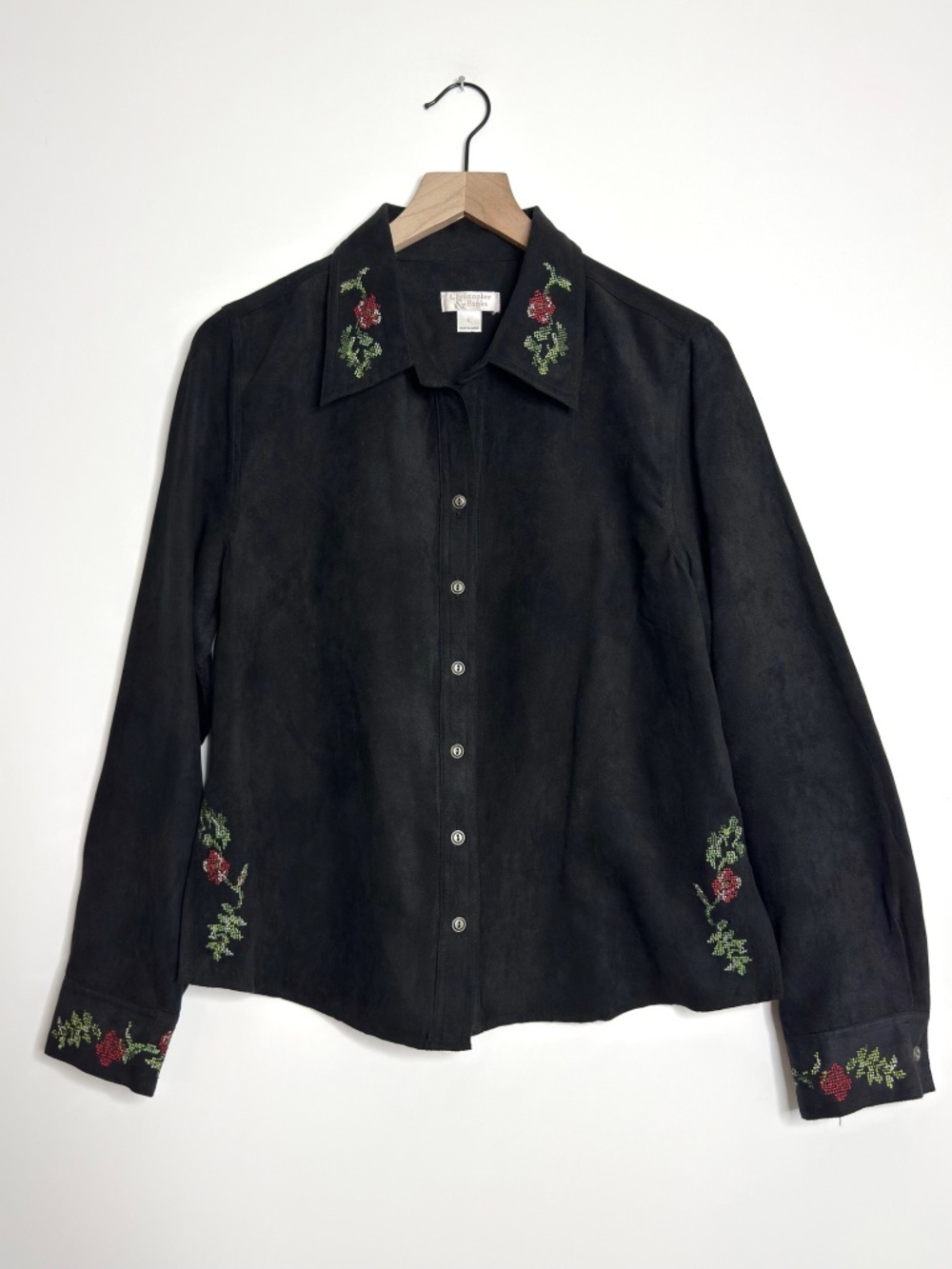 Vintage Christopher & Banks Faux Suede Needlepoint Top